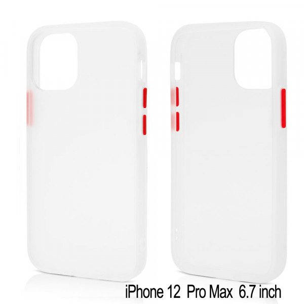 Wholesale Slim Matte Hybrid Bumper Case for iPhone 12 Pro Max 6.7 inch (White)